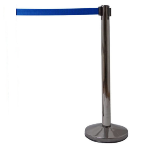  HorecaTraders Afzetpaal Verschroomd | 98 cm Hoog | Blauw Koort | Per 2 Stuks 