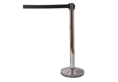  HorecaTraders Barrier post Chromed | 98 cm High | Black Fever | Per 2 pieces 