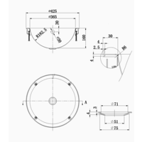 Inbouwwasbak Rond | RVS AISI 304 |  Ø 425 X 160 MM