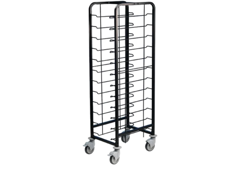  HorecaTraders Powder Coated Serving Trolley 12 Trays | Black 