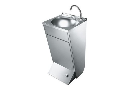  HorecaTraders Washbasin With Foot Control | Wall mounting | Stainless steel 