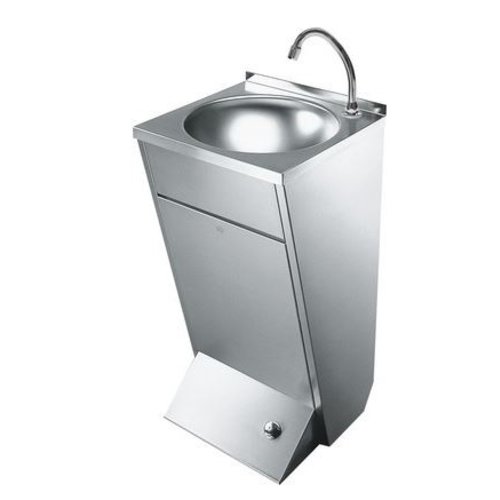  HorecaTraders Washbasin with foot control | Wall mounting | Stainless steel 