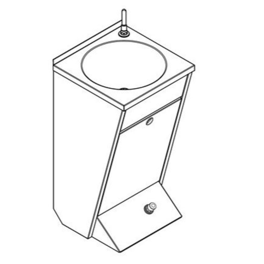 Lavabo avec commande au pied | Montage mural | Acier inoxydable
