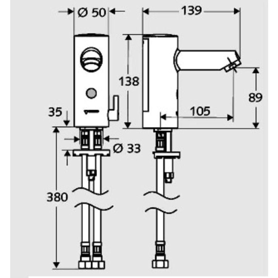 Robinet à capteur en acier inoxydable ECO alimenté par batterie 9 V