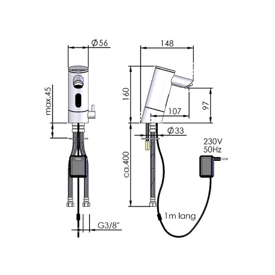 Robinet à capteur en acier inoxydable 230 V