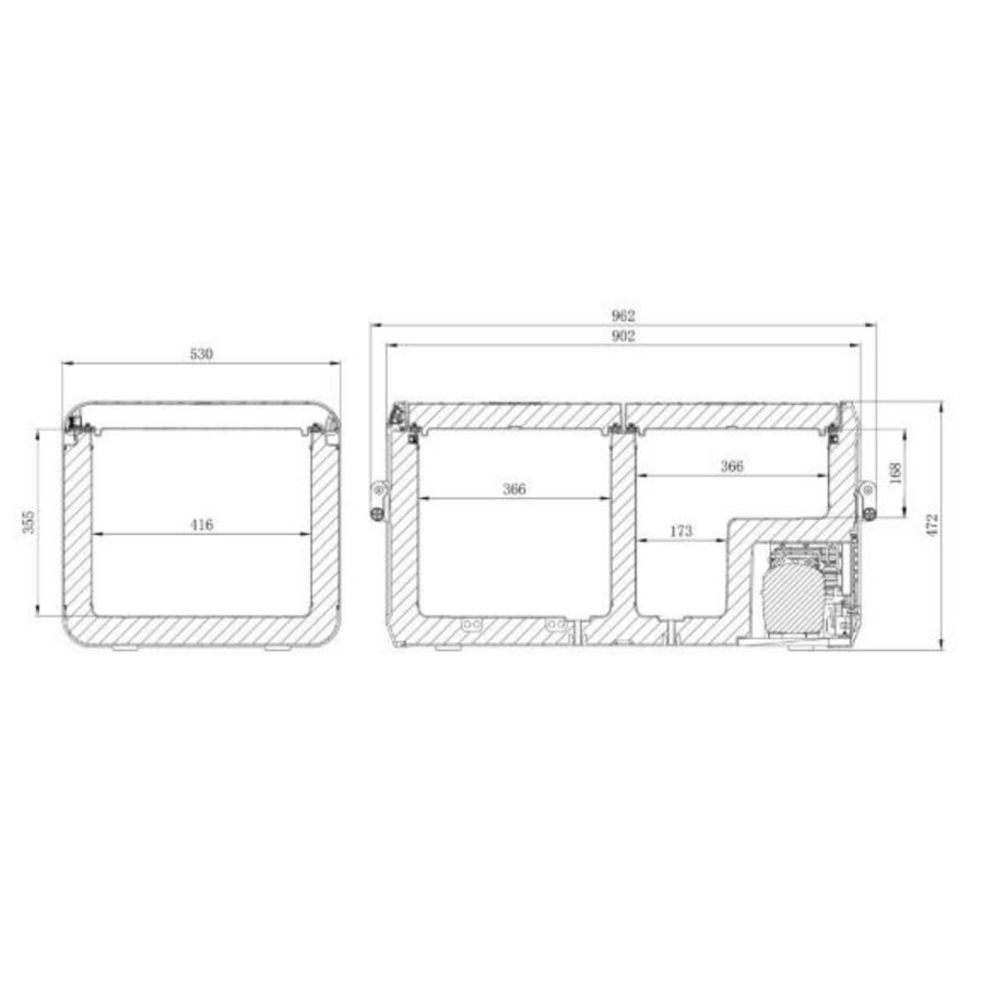 Glacière/congélateur portable à 2 zones | 94 litres | 53 x 47 x 96 cm | CFX3 95DZ