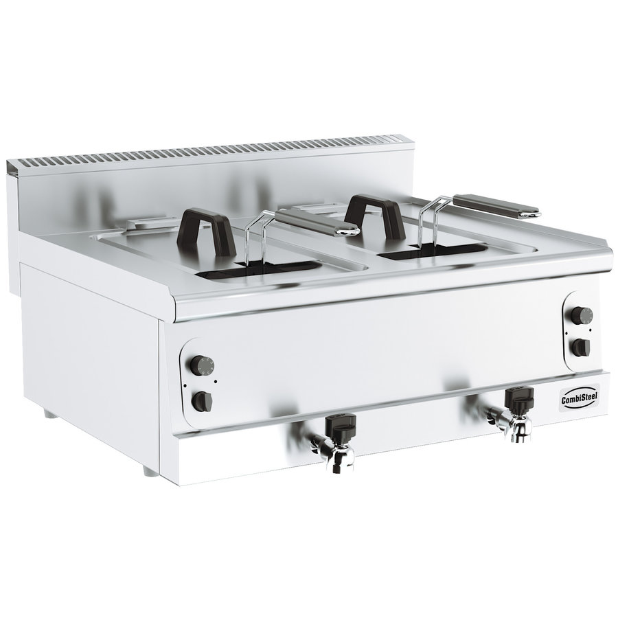 Friteuse à gaz | 2x8 litres | acier inoxydable | 80x60x(h)30 cm