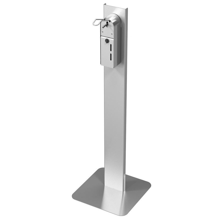 Poste de désinfection en acier inoxydable + distributeur avec commande au coude