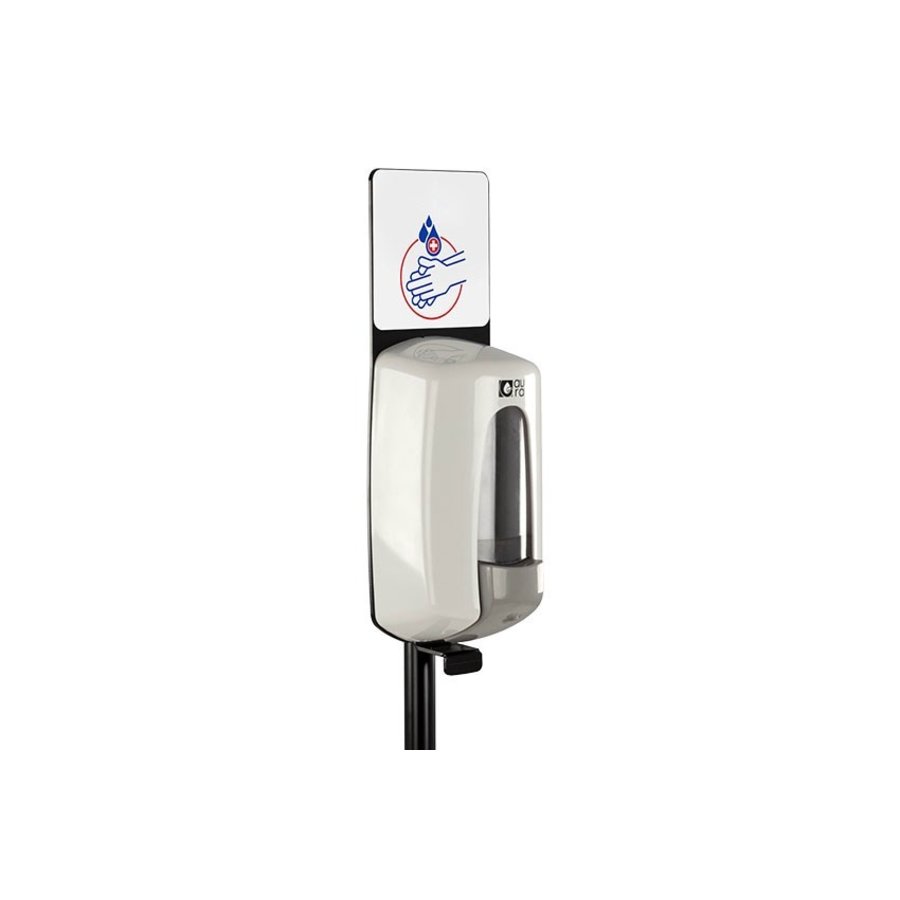 Metal disinfection pole Incl. Manual Dispenser | 40x40x (h) 133.5 cm
