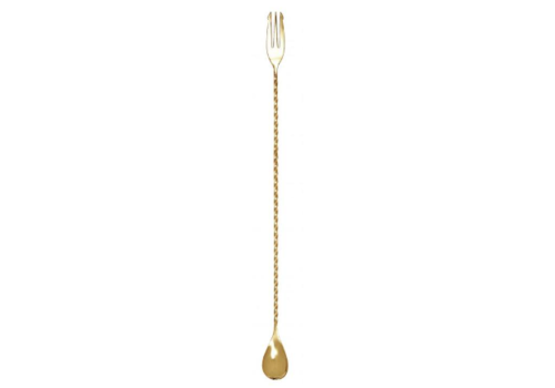  HorecaTraders Bar Spoon With Fork | Rotated | 30cm | gold 