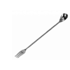 HorecaTraders Bar Spoon With Fork | Turned | 40 cm | Stainless Steel