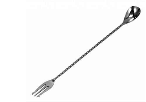  HorecaTraders Bar Spoon With Fork | Rotated | 40 cm | Stainless steel 