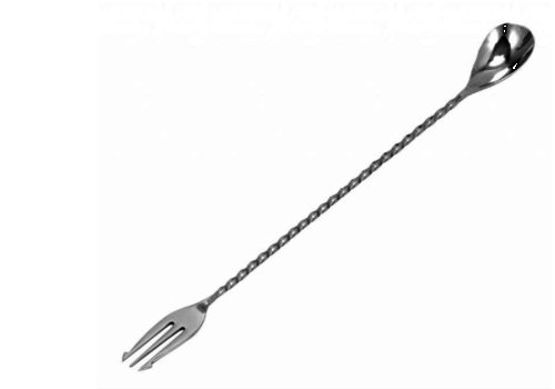  HorecaTraders Bar Spoon With Fork | Turned | 40 cm | Stainless Steel 