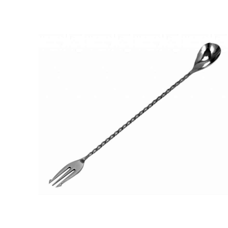 Bar Spoon With Fork | Rotated | 40 cm | Stainless steel