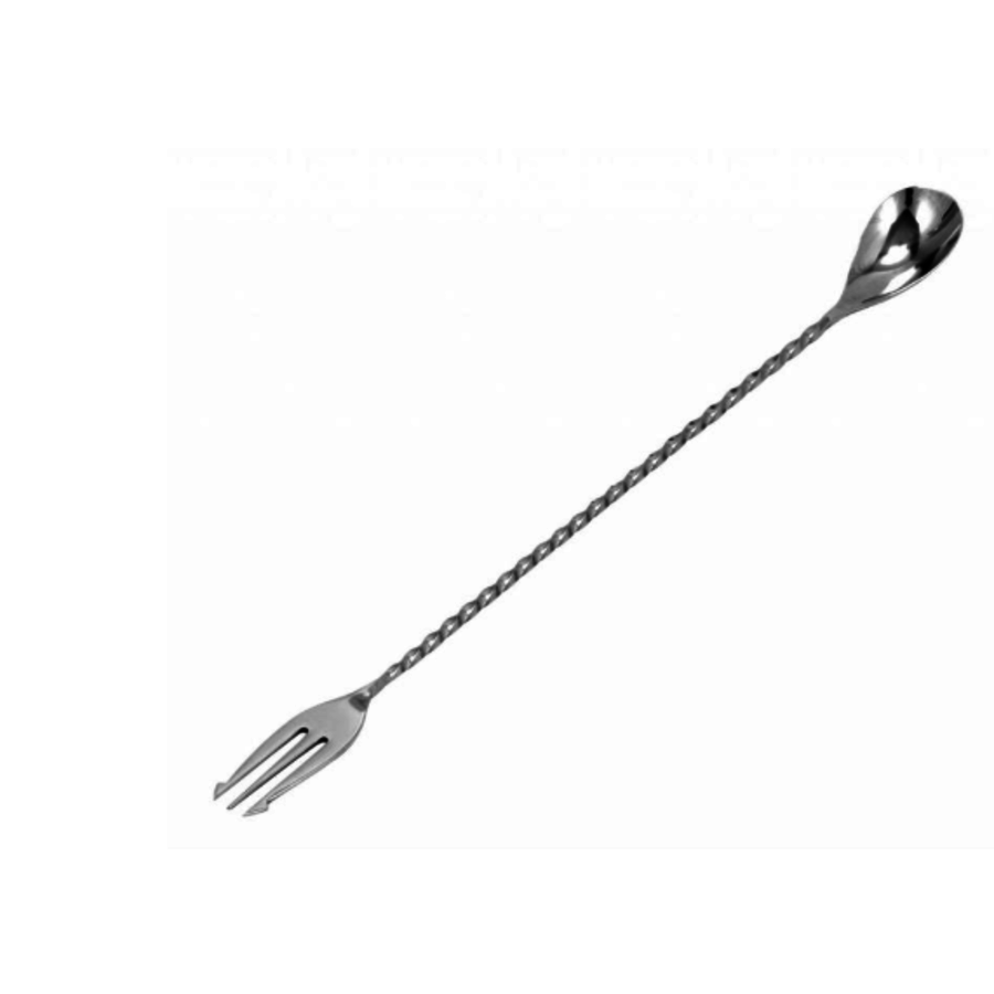 Cuillère à barre avec fourchette | Tordu | 40 cm | Acier inoxydable