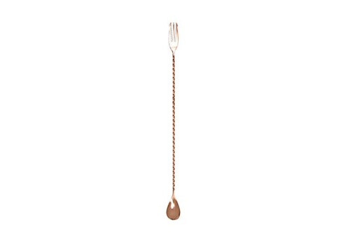  HorecaTraders Bar Spoon With Fork | Turned | 40 cm | Copper 