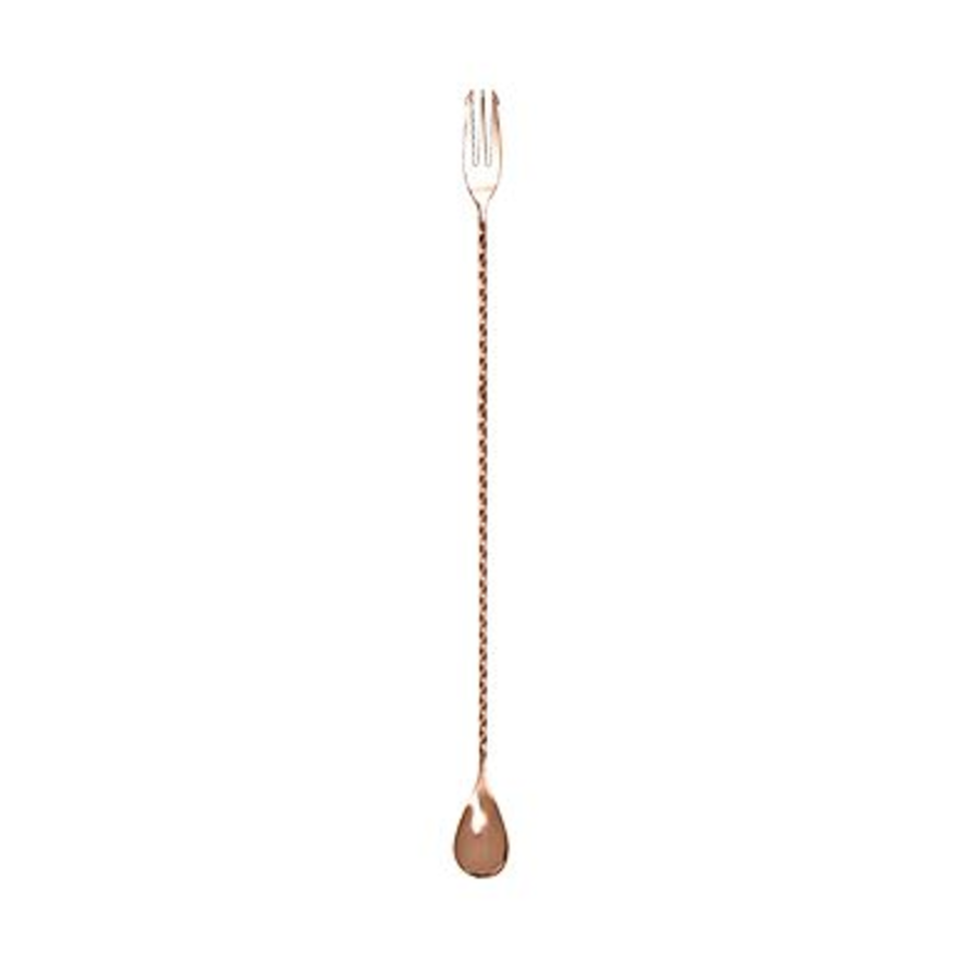 Cuillère à barre avec fourchette | Tordu | 40 cm | Cuivre