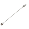 HorecaTraders Bar Spoon With Fork | Turned | 50 cm | Stainless Steel