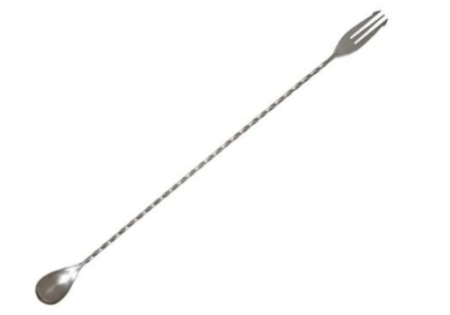  HorecaTraders Bar Spoon With Fork | Rotated | 50 cm | Stainless steel 