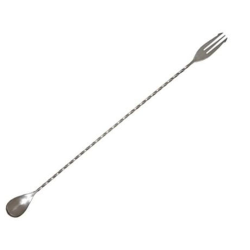  HorecaTraders Bar Spoon With Fork | Rotated | 50 cm | Stainless steel 