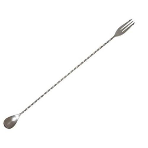 HorecaTraders Barlöffel mit Gabel | Verdreht | 50 cm | Edelstahl 