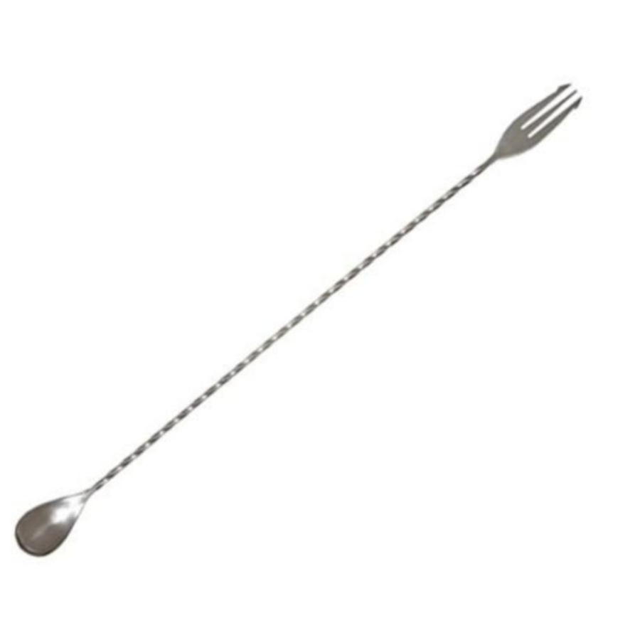 Cuillère à barre avec fourchette | Tordu | 50 cm | Acier inoxydable