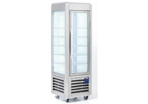  HorecaTraders Refrigerated display case | Stainless steel | 360 Liter | 5 Schedules 