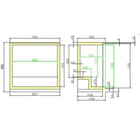 Bar fridge with 2 folding doors 90x90x50 cm
