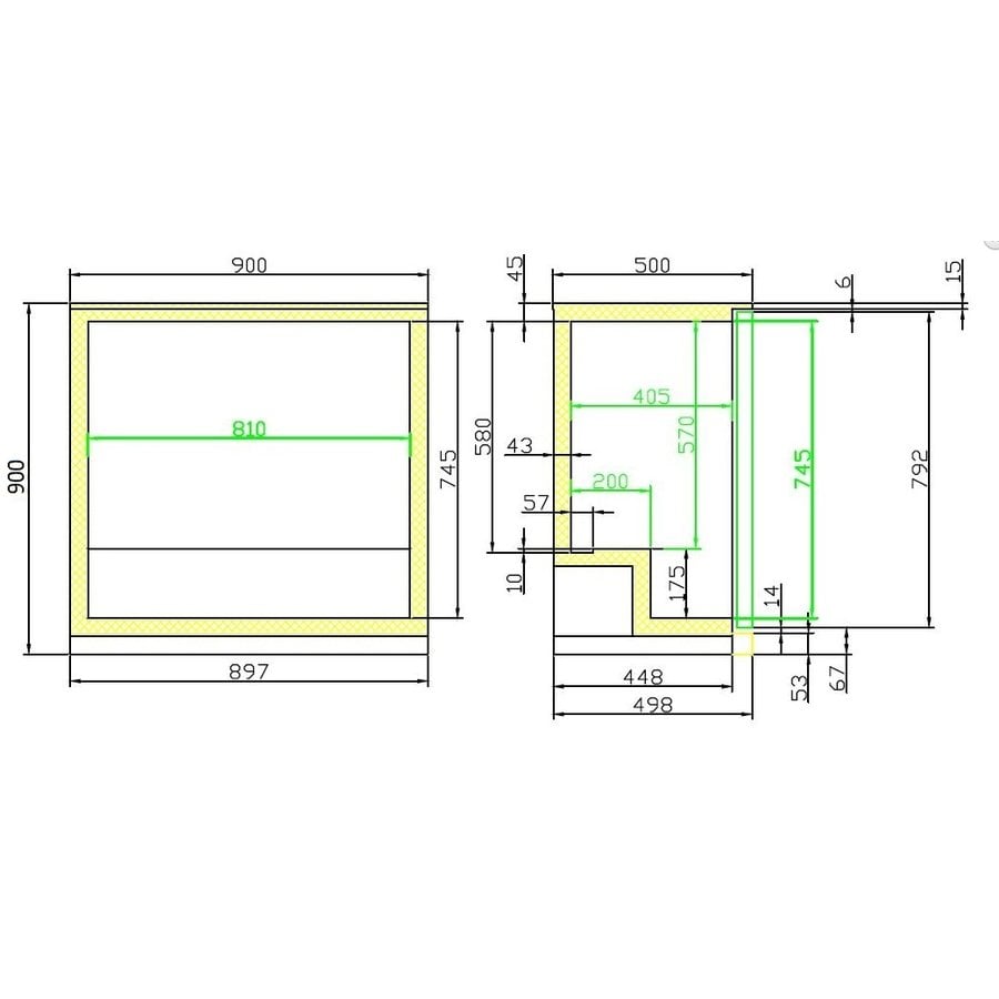 Bar fridge 2 folding doors 90x90x50 cm