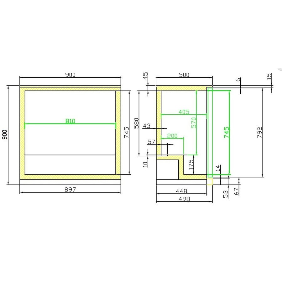 Barkühlschrank mit 2 Falttüren 90x90x50 cm