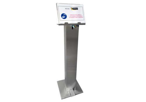  HorecaTraders Distributeur de gel hydroalcoolique à pédale | acier inoxydable | L350 x P393 x H1239 mm 