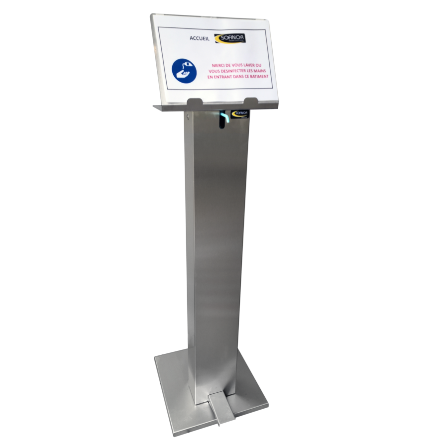 Hydro-alcoholic money dispenser with pedal | Stainless steel | W350 x D393 x H1239 mm