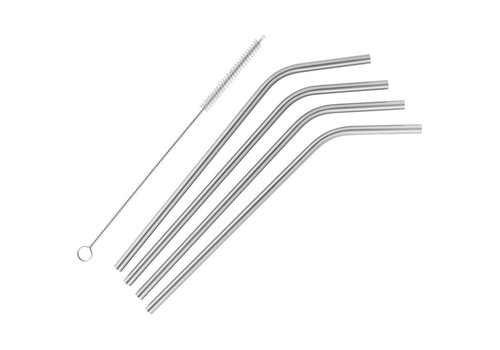  HorecaTraders Stainless steel straws | 4 pieces 