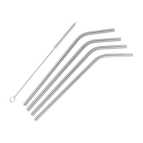  HorecaTraders Stainless steel straws | 4 pieces 