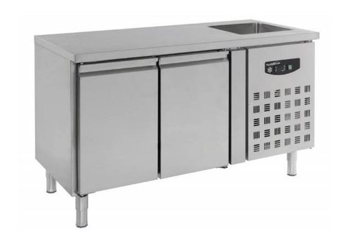  Combisteel Établi réfrigéré 2 portes avec évier | 151 x 70 x 96 