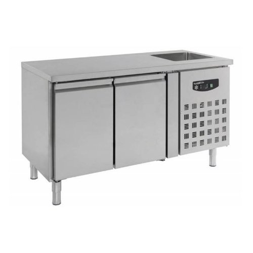  Combisteel 2 deurs koelwerkbank met spoelbak | 151 x 70 x 96 