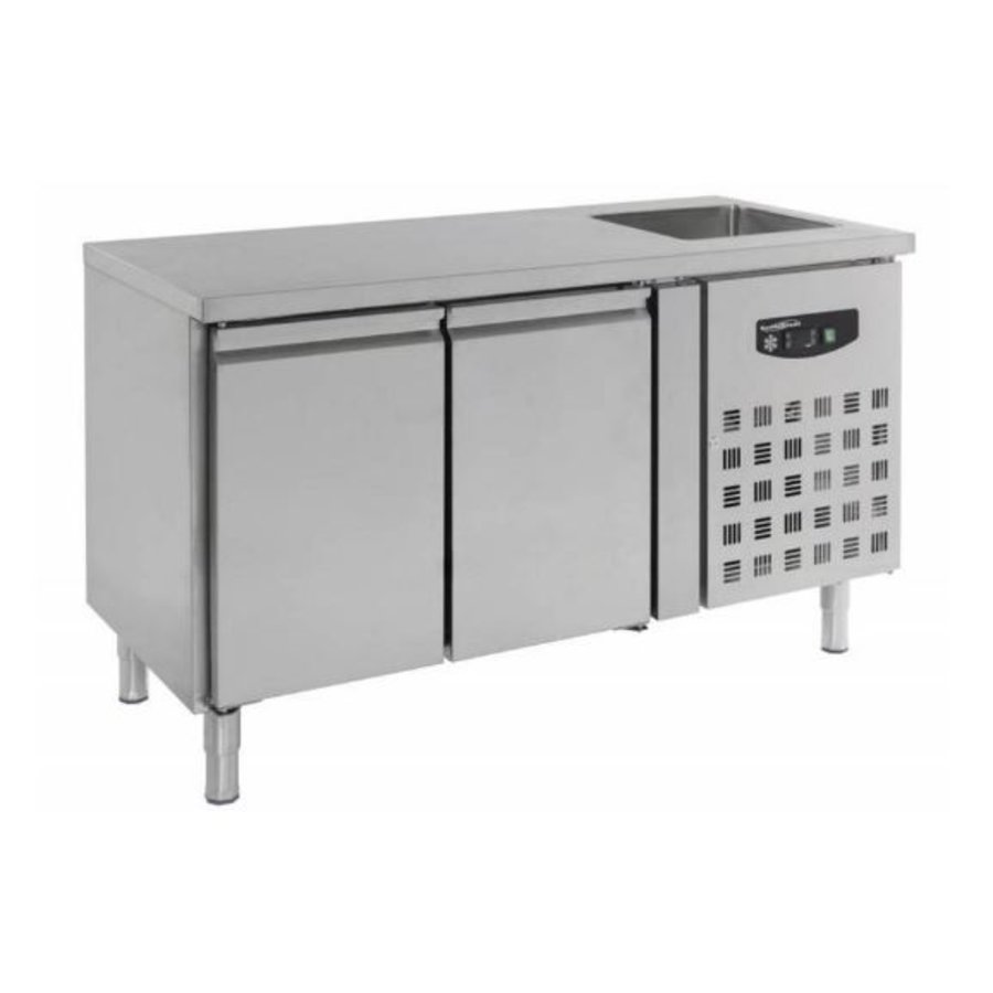 2 door refrigerated workbench with sink | 151x70x96