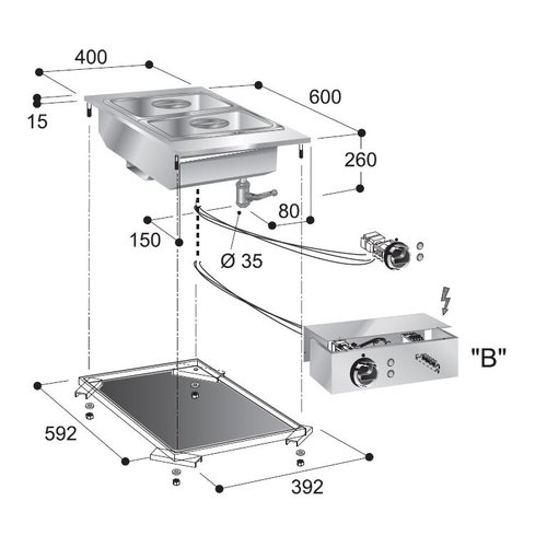  Combisteel Einbau-Bain-Marie-Element | Gastronorm 1/1 