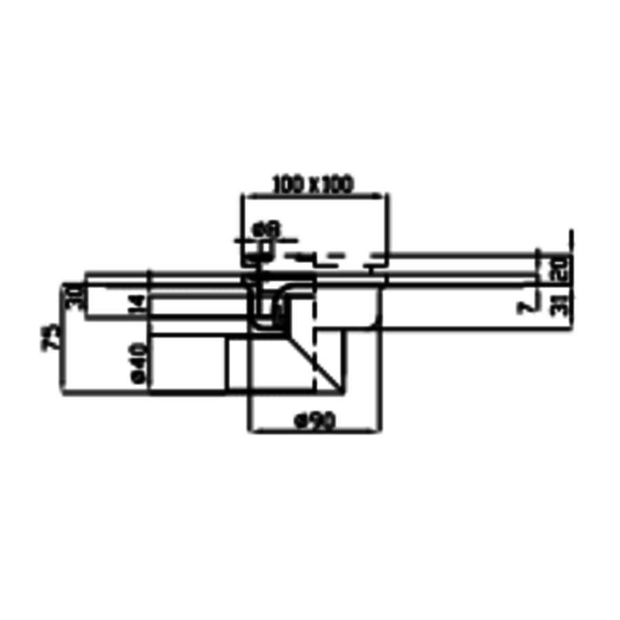 RVS Vloerafvoerput | 100x100 mm | Zijdelingse Afvoer 40 mm