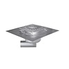 HorecaTraders Stainless steel floor drain | 150x150 mm | Lateral drain 50 mm