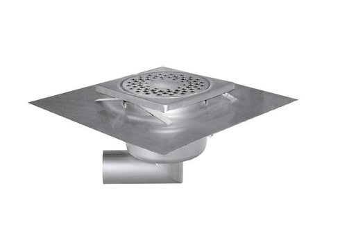  HorecaTraders Bodenablauf aus Edelstahl | 150x150 mm | Seitenablauf 50 mm 