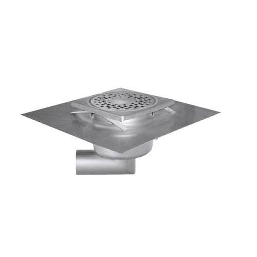  HorecaTraders Stainless steel floor drain | 150x150 mm | Lateral drain 50 mm 