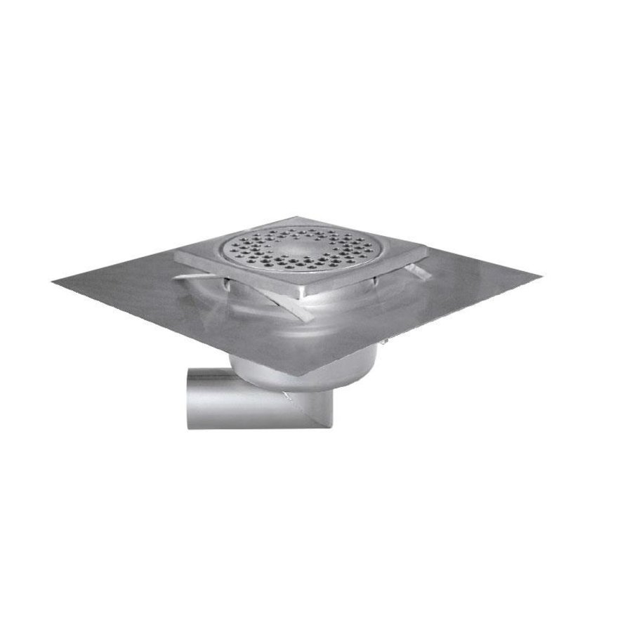 Stainless steel floor drain | 150x150 mm | Lateral drain 50 mm