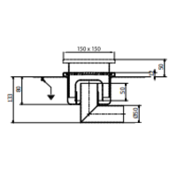 RVS Vloerafvoerput | 150x150 mm | Zijdelingse Afvoer 50 mm