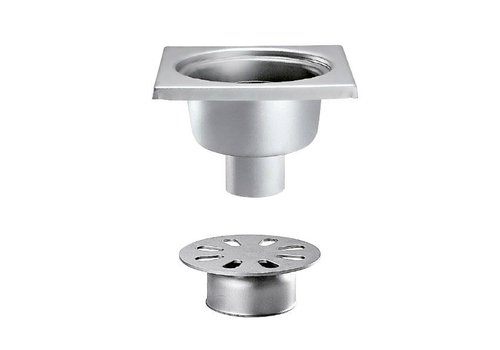  HorecaTraders Stainless steel floor drain | 200x200 mm | Vertical Drain 63 mm - Heavy Loads 