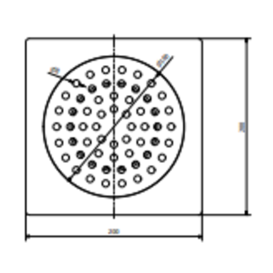 Stainless steel floor drain | 200x200 mm | Vertical Drain 63 mm - Heavy Loads