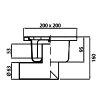 RVS Vloerafvoerput | 200x200 mm | Zijdelingse Afvoer 63 mm - Zware Lasten