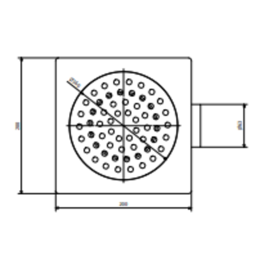 RVS Vloerafvoerput | 200x200 mm | Zijdelingse Afvoer 63 mm - Zware Lasten