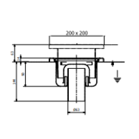 Bodenablauf aus Edelstahl | 200x200 mm | Teleskop-Ablaufgarnitur 63 mm – Heavy Duty