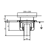 Stainless steel floor drain | 200x200 mm | Telescopic Drain 63 mm - Heavy Loads